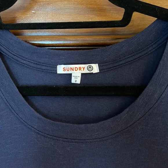 Sundry Navy Cotton Maxi Dress with Striping, Medium, EXCELLENT PLUS - Picture 3 of 9